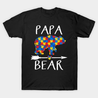 Papa Bear Autism Awareness T-Shirt Gifts for Dad Grandpa T-Shirt
